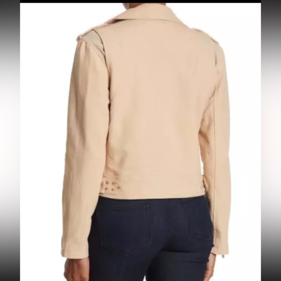 NWT BLANKNYC Women's Crepe Moto Jacket Zips Snaps Adjust Belt Tan - Picture 2 of 5